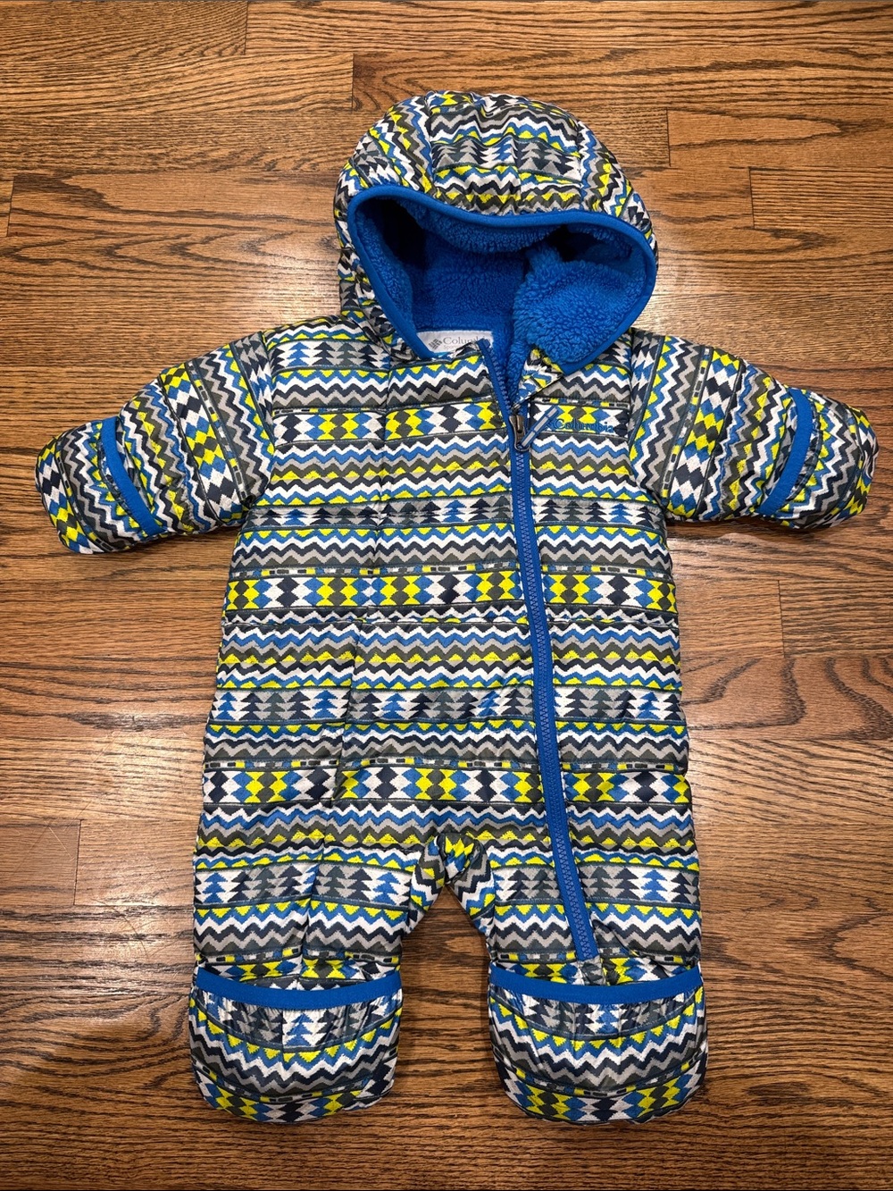 Columbia Blue Yellow, Fleece Lined Bunting Body Snow Suit 0-3 Mo